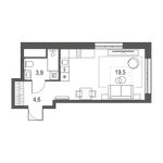 Планировка квартиры студии, 28 м2
