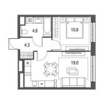 Планировка 1-комнатной квартиры, 38,9 м2