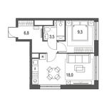 Планировка 1-комнатной квартиры, 37,6 м2