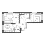 Планировка 2-комнатной квартиры, 59,8 м2