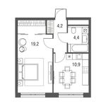 Планировка 1-комнатной квартиры, 38,7 м2