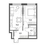 Планировка 1-комнатной квартиры, 40,4 м2