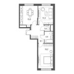 Планировка 3-комнатной квартиры, 58,6 м2