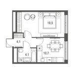 Планировка 1-комнатной квартиры, 37,4 м2