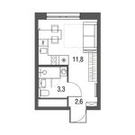 Планировка квартиры студии, 17,7 м2