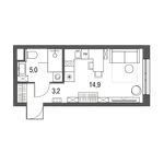 Планировка квартиры студии, 23,1 м2