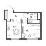 Планировка 1-комнатной квартиры, 35,1 м2