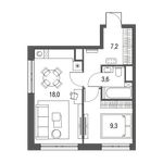 Планировка 1-комнатной квартиры, 38,1 м2