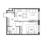 Планировка 1-комнатной квартиры, 42 м2