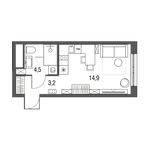 Планировка квартиры студии, 22,6 м2