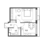 Планировка 1-комнатной квартиры, 38,5 м2