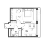 Планировка 1-комнатной квартиры, 38 м2