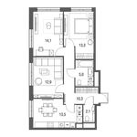 Планировка 3-комнатной квартиры, 71,2 м2