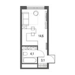 Планировка квартиры студии, 21,8 м2