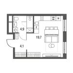 Планировка квартиры студии, 28,7 м2