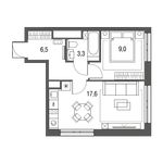 Планировка 1-комнатной квартиры, 36,4 м2