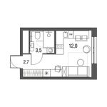 Планировка квартиры студии, 18,2 м2