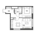 Планировка 1-комнатной квартиры, 37,6 м2