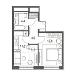 Планировка 1-комнатной квартиры, 33,1 м2