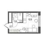 Планировка квартиры студии, 18,2 м2