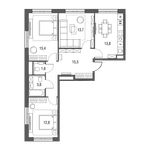 Планировка 3-комнатной квартиры, 78,3 м2