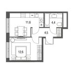 Планировка 1-комнатной квартиры, 33,1 м2