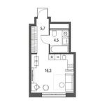 Планировка квартиры студии, 26,5 м2