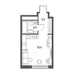 Планировка квартиры студии, 28 м2