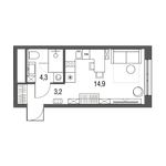 Планировка квартиры студии, 22,4 м2