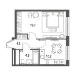 Планировка 1-комнатной квартиры, 38,8 м2