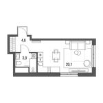 Планировка квартиры студии, 28,6 м2