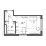 Планировка квартиры студии, 30,2 м2