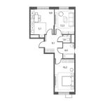 Планировка 3-комнатной квартиры, 58,6 м2