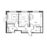 Планировка 2-комнатной квартиры, 52,5 м2