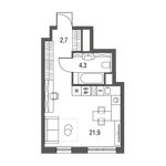Планировка квартиры студии, 29,6 м2
