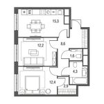 Планировка 2-комнатной квартиры, 59 м2