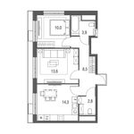 Планировка 2-комнатной квартиры, 53,1 м2