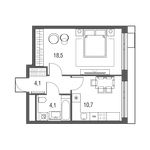 Планировка 1-комнатной квартиры, 37,4 м2