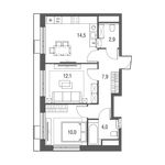 Планировка 2-комнатной квартиры, 51,4 м2