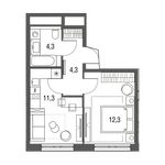 Планировка 1-комнатной квартиры, 32,2 м2