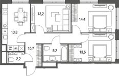 Планировка 3-комнатной квартиры, 73,1 м2