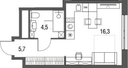 Планировка квартиры студии, 26,5 м2