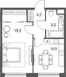 Планировка 1-комнатной квартиры, 39,3 м2