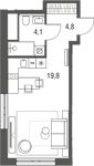 Планировка квартиры студии, 28,7 м2