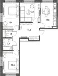 Планировка 3-комнатной квартиры, 78,3 м2