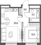 Планировка 2-комнатной квартиры, 40,2 м2