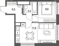 Планировка 1-комнатной квартиры, 36,4 м2