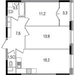 Планировка 2-комнатной квартиры, 59,2 м2