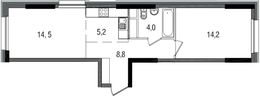 Планировка 2-комнатной квартиры, 46,7 м2