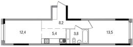 Планировка 2-комнатной квартиры, 43,3 м2